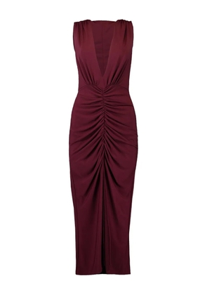 JBQ V-neck ruched midi dress - Red
