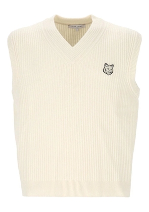 Maison Kitsuné ribbed sleeveless vest - White