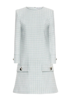 Oscar de la Renta gingham-checked button-detailed mini dress - Blue