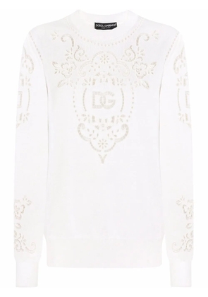 Dolce & Gabbana openwork-embroidery silk jumper - White