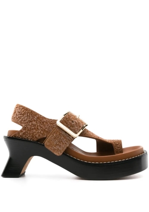 LOEWE 70mm Ease brushed-suede sandals - Brown