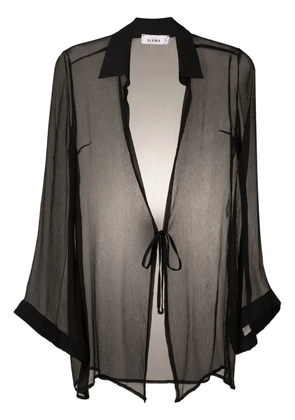Amir Slama tie-front silk beach cover-up - Black