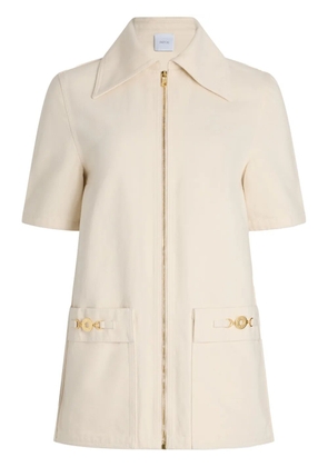Patou zipped denim mini dress - Neutrals