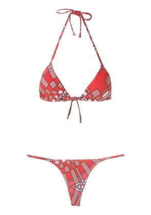 Amir Slama Geométrico triangle bikini set - Red