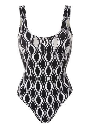 Amir Slama wave-print hardware-detail swimsuit - Black