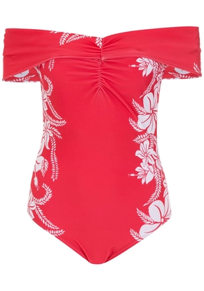 Amir Slama floral off-shoulder swimsuit - Red