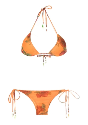 Amir Slama rose-pattern bikini set - Orange