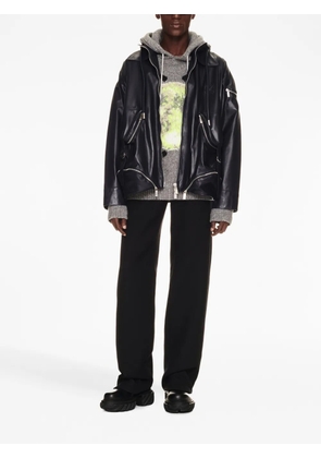 Off-White Arrow pocket-detail leather jacket - Blue