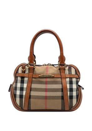 Burberry Pre-Owned 2000-2017 Small Leather Trimmed House Check Canvas Bridle Orchard satchel - Brown