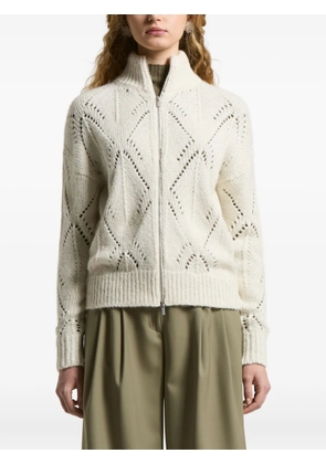 Peserico diamond-pattern zip-up cardigan - White