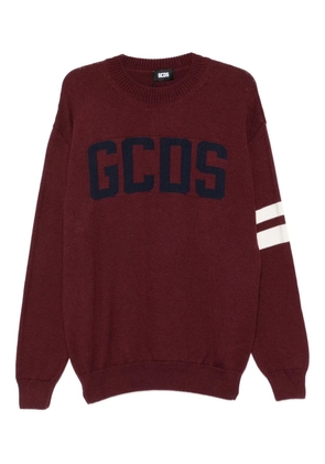 GCDS crew-neck stripe-detail sweater - Red