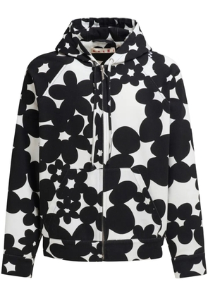 Marni floral-print cotton hoodie - Black