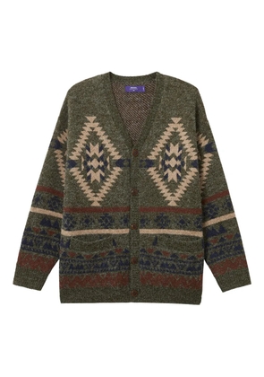 aftermaths geometric-pattern cardigan - Green