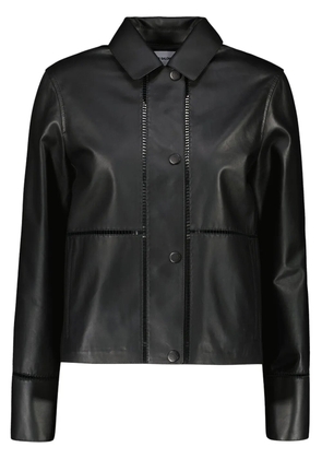 Yves Salomon ladder-stitch leather jacket - Black