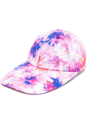 MSGM painted effect floral print cap - Pink