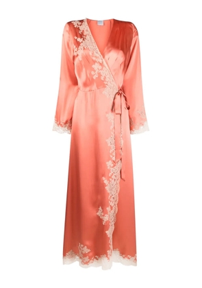 Carine Gilson lace-detail silk robe - Pink
