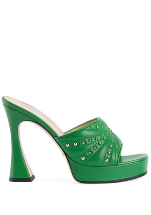 Gucci cystal embellished heeled mules - Green