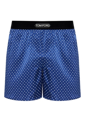 TOM FORD polka-dot pattern silk boxers - Blue