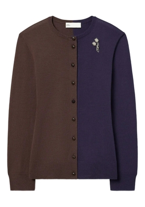 Tory Burch brooch wool cardigan - Brown