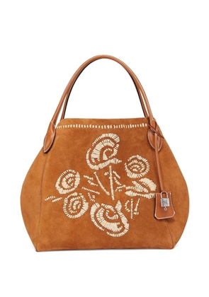 Ermanno Scervino embroidered suede tote bag - Brown