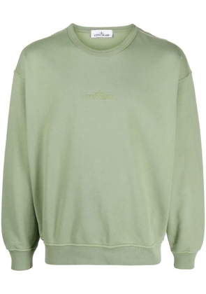 Stone Island embroidered-logo cotton sweatshirt - Green