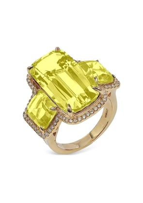 Goshwara 18K yellow gold Gossip diamond and lemon quartz ring