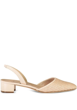 Manolo Blahnik 30mm Raffro Samba Tondo woven slingback pumps - Neutrals