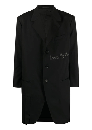 Yohji Yamamoto notched-lapels wool coat - Black