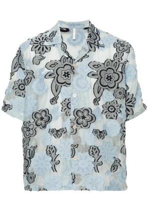 Sunflower Cayo floral-embroidery shirt - Blue