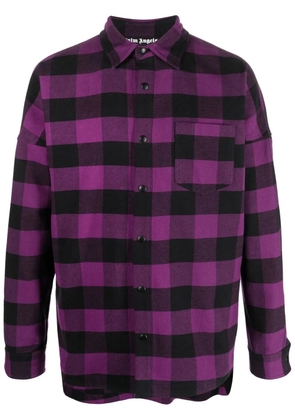 Palm Angels check-print cotton shirt - Purple
