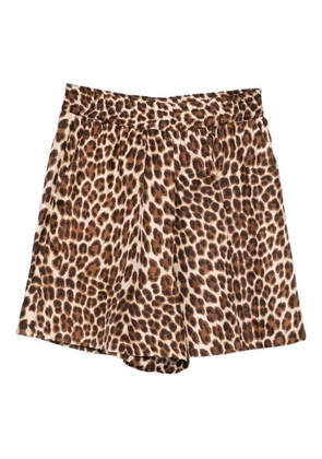 P.A.R.O.S.H. leopard-print elastic-waist short shorts - Brown