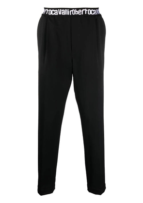 Roberto Cavalli logo-waist tapered trousers - Black
