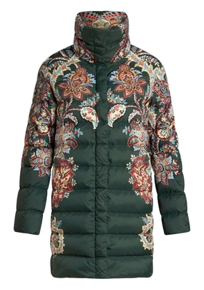 ETRO paisley-print zip-up puffer coat - Green