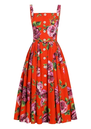 Dolce & Gabbana floral-print midi dress - Red