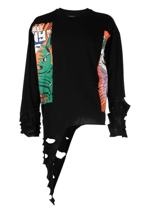 Natasha Zinko Comics distressed cotton T-shirt - Black