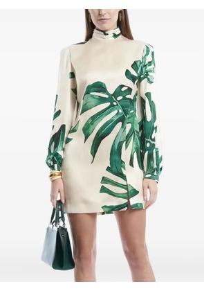 Raquel Diniz Elle leaf-print mini dress - Neutrals