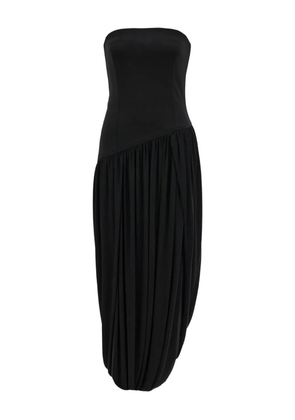 Ferragamo asymmetric ruched bustier midi dress - Black