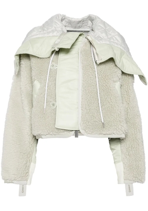 sacai panelled-design fleece jacket - Green