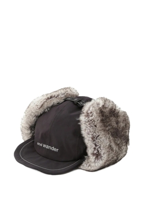 and Wander faux fur earflaps hat - Black