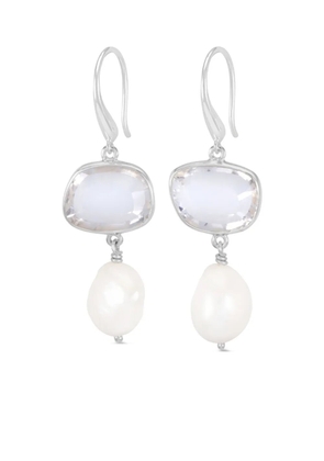 DOWER AND HALL pebble pearl drop earrings - White