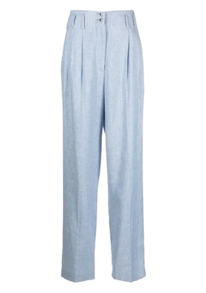 Genny pleat-detail wide-leg trousers - Blue