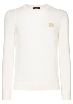 Dolce & Gabbana logo-appliqué round-neck jumper - White