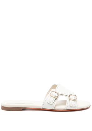 Santoni leather flat sandals - White