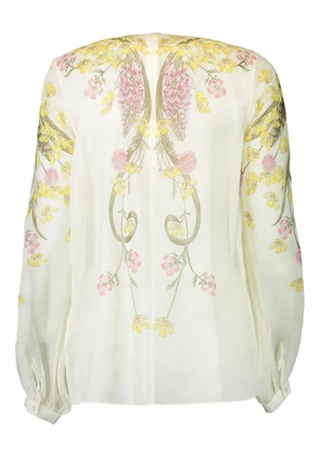 Giambattista Valli floral-print pleated blouse - White