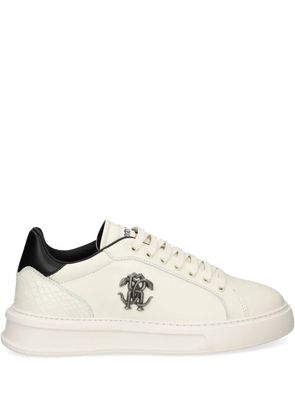 Roberto Cavalli logo-plaque snakeskin sneakers - Neutrals