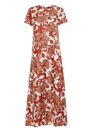 La DoubleJ Swing botanical-print silk dress - White