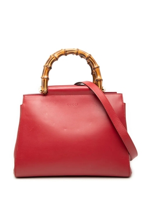 Gucci Pre-Owned 2016-2025 Small Leather Bamboo Nymphaea satchel - Red