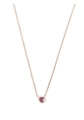 Ef Collection 14kt rose gold Heart sapphire necklace - Pink