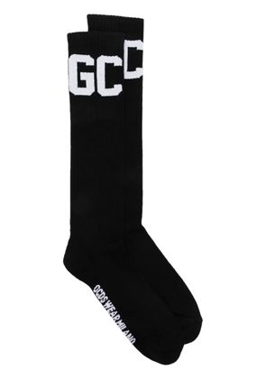 GCDS logo-jacquard ribbed socks - Black