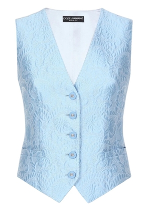 Dolce & Gabbana DNA floral-jacquard waistcoat - Blue